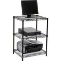 Global Equipment Nexel     3-Shelf Black Wire Shelf Printer Stand, 24"W x 18"D x 34"H 500597BK